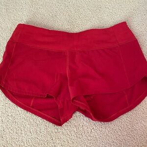 red lululemon speed up shorts